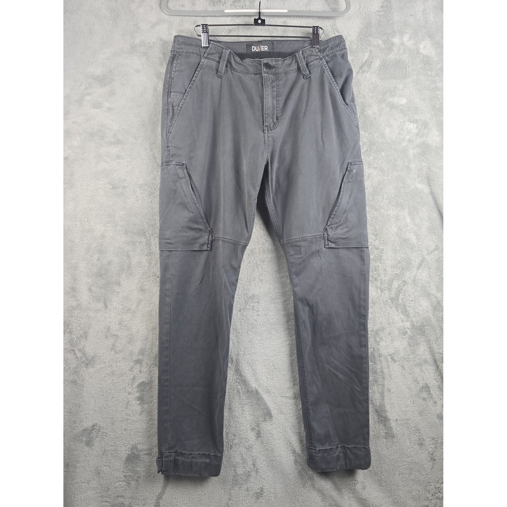 DUER Live Free Adventure Pants Mens 32x30 Gray Slim Cargo Utility Hiking Chino